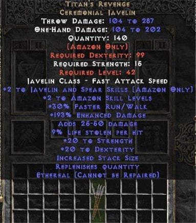 Titan's Revenge - Ethereal - 180%+ ed 9% ll - East Non-Ladder