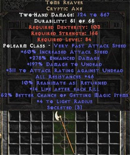 Tomb Reaver - 3 Sockets - Europe Non-Ladder